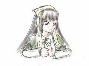 Rating: Safe Score: 0 Tags: 1girl blush closed_mouth green_eyes image long_hair long_sleeves puffy_sleeves ribbon simple_background sketch solo suiseiseki upper_body white_background User: admin
