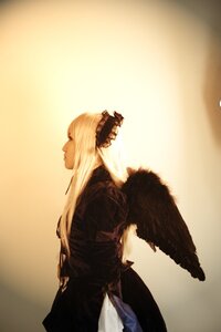 Rating: Safe Score: 0 Tags: 1girl bangs closed_eyes dress from_side fur_trim gradient gradient_background long_hair long_sleeves profile solo standing suigintou User: admin