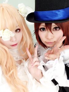 Rating: Safe Score: 0 Tags: 2girls blonde_hair brown_eyes brown_hair hat lips long_hair looking_at_viewer multiple_cosplay multiple_girls red_hair short_hair smile tagme usami_renko User: admin