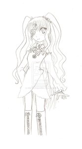 Rating: Safe Score: 0 Tags: 1girl blush boots dress eyepatch greyscale image kirakishou long_hair long_sleeves looking_at_viewer monochrome smile solo standing striped twintails vertical_stripes very_long_hair User: admin
