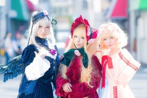 Rating: Safe Score: 0 Tags: 3girls 91076 blonde_hair blue_eyes blurry blurry_background blurry_foreground depth_of_field dress flower hat long_hair long_sleeves looking_at_viewer multiple_cosplay multiple_girls photo siblings sisters smile tagme User: admin