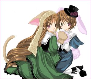 Rating: Safe Score: 0 Tags: 2girls animal_ears brown_hair cat_ears dress frills green_dress hat heterochromia image long_hair long_sleeves multiple_girls pair paws rose short_hair siblings sisters souseiseki suiseiseki tail top_hat twins very_long_hair User: admin