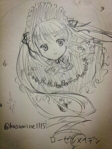 Rating: Safe Score: 0 Tags: 1girl blush dress frills image long_hair looking_at_viewer monochrome photo shinku sketch solo traditional_media twin_drills twintails umbrella User: admin
