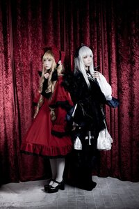 Rating: Safe Score: 0 Tags: 2girls black_footwear blonde_hair curtains dress hat long_hair looking_at_viewer mary_janes multiple_cosplay multiple_girls shoes silver_hair standing tagme User: admin