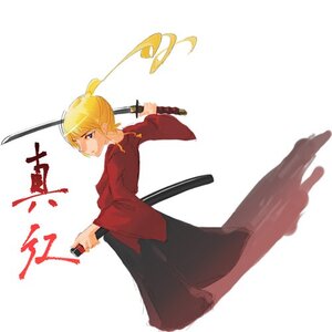 Rating: Safe Score: 0 Tags: 1girl blonde_hair blue_eyes holding image japanese_clothes katana long_hair looking_back ponytail sheath shinku solo sword weapon User: admin