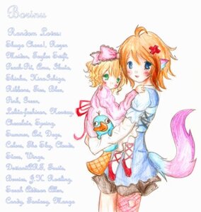 Rating: Safe Score: 0 Tags: 1boy auto_tagged blonde_hair blue_eyes blush dated english_text hair_ornament hinaichigo hug image multiple_girls ribbon short_hair siblings solo striped tail twins User: admin