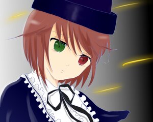 Rating: Safe Score: 0 Tags: 1girl bangs black_headwear black_ribbon brown_hair eyebrows_visible_through_hair frilled_shirt_collar frills gradient gradient_background green_eyes hat heterochromia image long_sleeves looking_at_viewer neck_ribbon red_eyes ribbon short_hair solo souseiseki upper_body User: admin