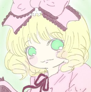 Rating: Safe Score: 0 Tags: 1girl :3 bangs blonde_hair blush bonnet closed_mouth green_eyes hat hina_ichigo hinaichigo image looking_at_viewer portrait ribbon short_hair smile solo umbrella User: admin