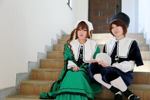 Rating: Safe Score: 0 Tags: 2girls 91076 apron braid brown_hair dress green_dress green_eyes hat long_hair long_sleeves multiple_cosplay multiple_girls short_hair siblings sisters sitting suiseiseki tagme User: admin