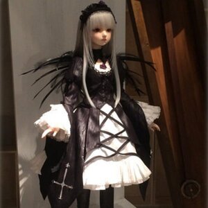 Rating: Safe Score: 0 Tags: 1girl bangs cross doll dress frills gothic_lolita lolita_fashion long_hair long_sleeves photo solo standing suigintou User: admin