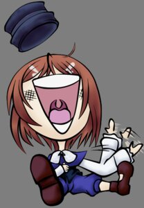 Rating: Safe Score: 0 Tags: 1girl argyle argyle_background bow brown_footwear brown_hair checkered checkered_background checkered_floor hat headwear_removed image long_sleeves open_mouth red_hair shoes short_hair smile solo souseiseki teeth top_hat User: admin
