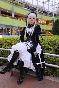 Rating: Safe Score: 0 Tags: 1girl 3d black_legwear building dress gothic_lolita lolita_fashion long_hair long_sleeves outdoors photo silver_hair sitting solo suigintou thighhighs User: admin