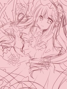 Rating: Safe Score: 0 Tags: 1girl bow dress frills hairband image long_hair looking_at_viewer monochrome shinku sketch smile solo User: admin