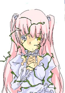 Rating: Safe Score: 0 Tags: 1girl bangs flower holding holding_flower image kirakishou leaf long_hair long_sleeves looking_at_viewer oekaki pink_hair plant solo upper_body veil vines yellow_eyes User: admin