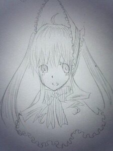 Rating: Safe Score: 0 Tags: 1girl chain frills image long_hair looking_at_viewer monochrome shinku simple_background sketch solo traditional_media User: admin