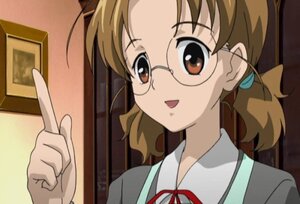 Rating: Safe Score: 0 Tags: 1girl :d brown_eyes brown_hair glasses human looking_at_viewer open_mouth ribbon sakurada_nori school_uniform screenshot smile solo User: admin