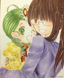 Rating: Safe Score: 0 Tags: 2girls ahoge brown_hair drill_hair flower glasses green_eyes green_hair hair_ornament hug image kanaria kusabue_mitsu long_hair long_sleeves multiple_girls open_mouth smile solo traditional_media User: admin