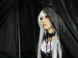 Rating: Safe Score: 0 Tags: 1girl bangs closed_mouth dress lips lolita_fashion long_hair red_eyes ribbon solo suigintou upper_body veil white_hair User: admin