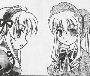 Rating: Safe Score: 0 Tags: 2girls :o blush greyscale image looking_at_viewer monochrome multiple_girls pair profile shinku sidelocks simple_background suigintou upper_body white_background User: admin