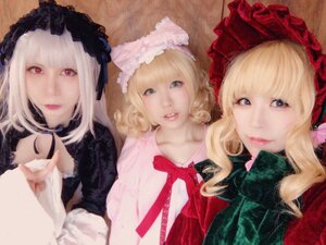 Rating: Safe Score: 0 Tags: 3girls blonde_hair blue_eyes bonnet bow flower hairband lips long_hair looking_at_viewer multiple_cosplay multiple_girls photo realistic red_eyes ribbon rose shinku suigintou tagme User: admin