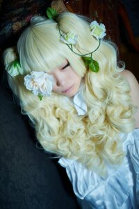 Rating: Safe Score: 0 Tags: 1girl bangs blonde_hair closed_eyes closed_mouth eyelashes flower hair_flower hair_ornament kirakishou lips long_hair rose solo upper_body white_flower white_rose User: admin