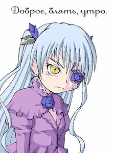 Rating: Safe Score: 0 Tags: 1girl barasuishou blue_flower blue_rose eyepatch flower image long_hair long_sleeves purple_rose ribbon rose solo striped tears two_side_up upper_body vertical_stripes white_background yellow_eyes User: admin