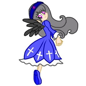 Rating: Safe Score: 0 Tags: 1girl dress full_body image long_hair long_sleeves looking_at_viewer outline purple_eyes shoes smile solo striped suigintou white_background wings User: admin
