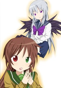 Rating: Safe Score: 0 Tags: 2girls blue_skirt brown_hair green_eyes heterochromia image long_hair long_sleeves multiple_girls pair purple_eyes red_eyes sailor_collar school_uniform serafuku silver_hair skirt smile suigintou suiseiseki very_long_hair wings User: admin