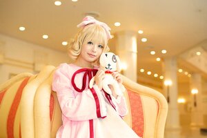 Rating: Safe Score: 0 Tags: 1girl blonde_hair blue_eyes blurry blurry_background depth_of_field dress hinaichigo indoors long_sleeves looking_at_viewer mask ribbon solo striped striped_dress vertical-striped_dress User: admin