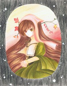 Rating: Safe Score: 0 Tags: 1girl brown_hair dress flower gradient_hair green_eyes heterochromia image leaf long_hair long_sleeves looking_at_viewer multicolored_hair red_eyes solo suiseiseki traditional_media very_long_hair watercolor_(medium) User: admin