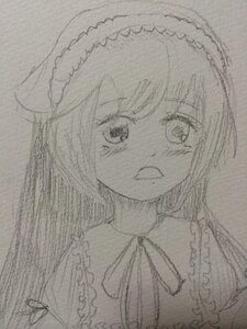 Rating: Safe Score: 0 Tags: 1girl auto_tagged frills graphite_(medium) greyscale image monochrome photo signature solo suiseiseki traditional_media User: admin