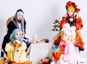 Rating: Safe Score: 0 Tags: 4girls bangs blonde_hair blue_eyes bow dress flower frills fruit lips long_hair looking_at_viewer makeup multiple_cosplay multiple_girls realistic red_lips ribbon short_hair tagme wide_sleeves User: admin