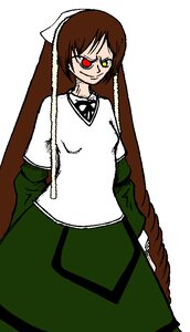 Rating: Safe Score: 0 Tags: 1girl auto_tagged bangs brown_hair closed_mouth cowboy_shot dress heterochromia image long_hair long_sleeves looking_at_viewer one-eyed red_eyes simple_background smile solo suiseiseki very_long_hair white_background User: admin