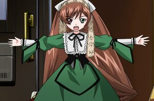 Rating: Safe Score: 0 Tags: 1girl brown_hair dress green_dress green_eyes heterochromia image long_hair long_sleeves open_mouth red_eyes solo suiseiseki twintails very_long_hair User: admin