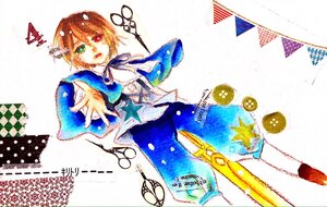 Rating: Safe Score: 0 Tags: 1boy checkered checkered_background glasses green_eyes heterochromia image outstretched_arm outstretched_hand red_eyes ribbon short_hair solo souseiseki User: admin