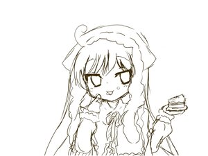 Rating: Safe Score: 0 Tags: 1girl blush dress eyebrows_visible_through_hair food food_on_face holding image long_hair long_sleeves monochrome simple_background solo suiseiseki tongue tongue_out white_background User: admin