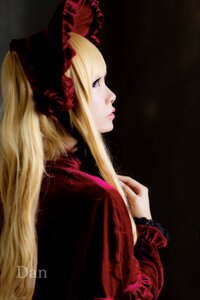 Rating: Safe Score: 0 Tags: 1girl blonde_hair blue_eyes bonnet eyelashes flower frills lips long_hair long_sleeves nose profile realistic rose shinku signature solo upper_body User: admin