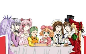 Rating: Safe Score: 0 Tags: 6+girls blonde_hair bonnet bow brown_hair cake closed_eyes cup dress eating food green_eyes green_hair hat hina_ichigo image kanaria long_hair multiple multiple_girls open_mouth pink_bow pink_hair ribbon shinku short_hair siblings sisters smile souseiseki suigintou suiseiseki tagme teacup twins twintails User: admin