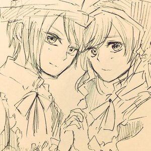 Rating: Safe Score: 0 Tags: 2girls closed_mouth glasses hat image looking_at_viewer monochrome multiple_girls pair ribbon short_hair sketch smile souseiseki suiseiseki User: admin