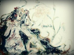 Rating: Safe Score: 0 Tags: 1girl abstract hair_ornament hatsune_miku image kirakishou long_hair solo traditional_media twintails very_long_hair watercolor_(medium) User: admin