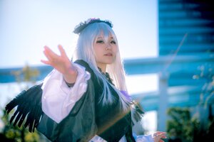 Rating: Safe Score: 0 Tags: 1girl 3d bangs blurry blurry_background blurry_foreground depth_of_field dress frills lips long_hair long_sleeves outstretched_arm reaching_out solo suigintou upper_body User: admin
