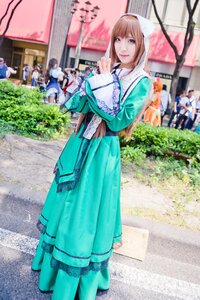 Rating: Safe Score: 0 Tags: blue_dress brown_eyes brown_hair dress long_hair looking_at_viewer outdoors smile solo solo_focus standing suiseiseki User: admin