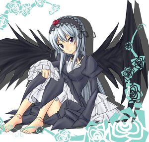 Rating: Safe Score: 0 Tags: 1girl barefoot black_flower black_rose black_wings blue_flower blue_rose dress flower gothic_lolita hairband image lolita_fashion long_hair long_sleeves pink_rose purple_eyes purple_rose red_rose rose silver_hair sitting solo suigintou white_rose wings User: admin