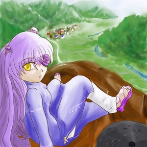 Rating: Safe Score: 0 Tags: 1girl barasuishou image long_hair sandals solo water yellow_eyes User: admin