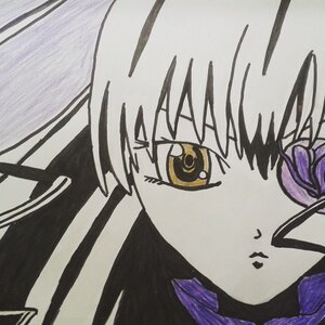 Rating: Safe Score: 0 Tags: 1girl auto_tagged barasuishou face glasses image portrait solo traditional_media User: admin