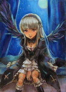 Rating: Safe Score: 0 Tags: 1girl auto_tagged bad_id bad_pixiv_id boots breasts cleavage commentary_request detached_collar doll_joints dress frills full_moon hairband highres image joints knee_boots long_hair long_sleeves looking_at_viewer medium_breasts moon night night_sky oil_painting_(medium) painting_(medium) pink_eyes purple_eyes rozen_maiden silver_hair sitting sky smile solo star_(sky) suigintou tafuto traditional_media watercolor_(medium) wings User: admin