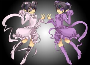 Rating: Safe Score: 0 Tags: 2girls animal_ears barasuishou black_hair boots cat_ears double_bun dual_persona eyepatch image kirakishou multiple_girls pair short_hair symmetry tail thighhighs twins User: admin