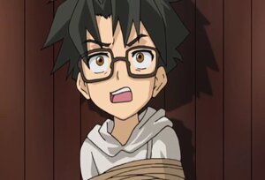 Rating: Safe Score: 0 Tags: 1boy bdsm black-framed_eyewear black_hair bound brown_eyes glasses hood human looking_at_viewer open_mouth sakurada_jun screenshot semi-rimless_eyewear solo spiked_hair upper_body User: admin