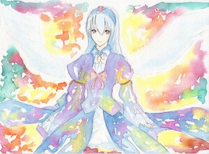 Rating: Safe Score: 0 Tags: 1girl auto_tagged colorful dress frills hairband image long_hair long_sleeves looking_at_viewer purple_eyes silver_hair solo suigintou traditional_media User: admin