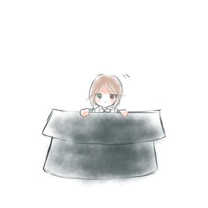 Rating: Safe Score: 0 Tags: 1girl bangs blush box brown_hair cardboard_box green_eyes heterochromia image in_box in_container peeking_out red_eyes simple_background solo souseiseki swept_bangs white_background User: admin